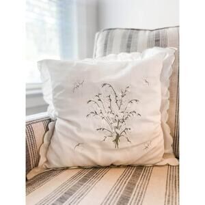 Delicate Embroidered Flower Pillow